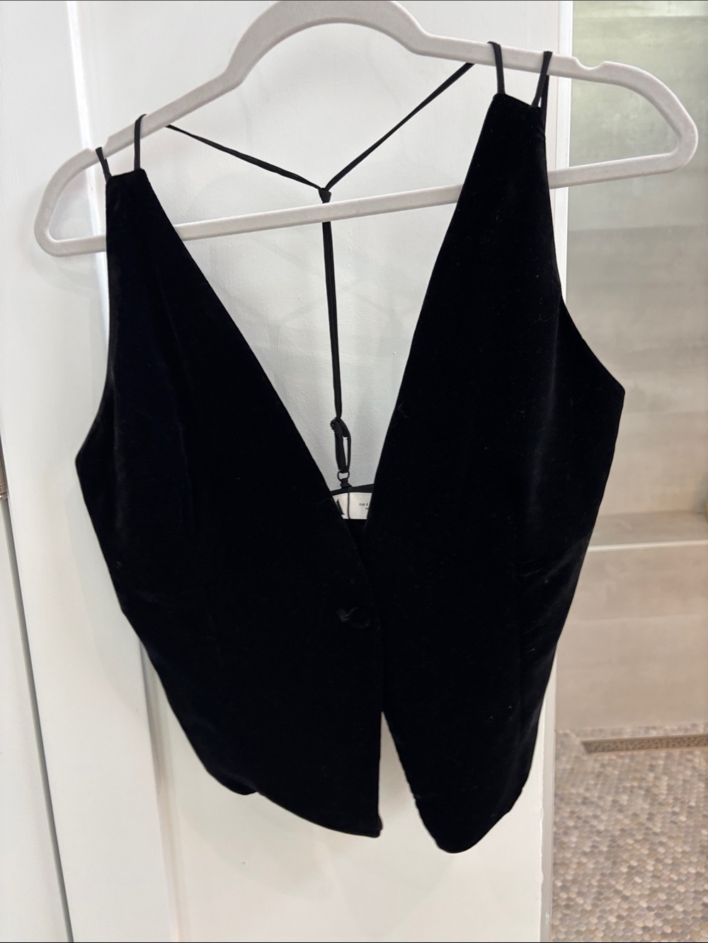 Zara Black Velvet Vest
